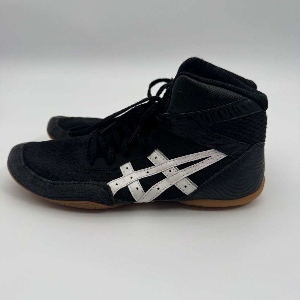 Asics Matflex 6 Kids Youth Wrestling Shoes Black White Gum Sole 1084A011 Size 6Y